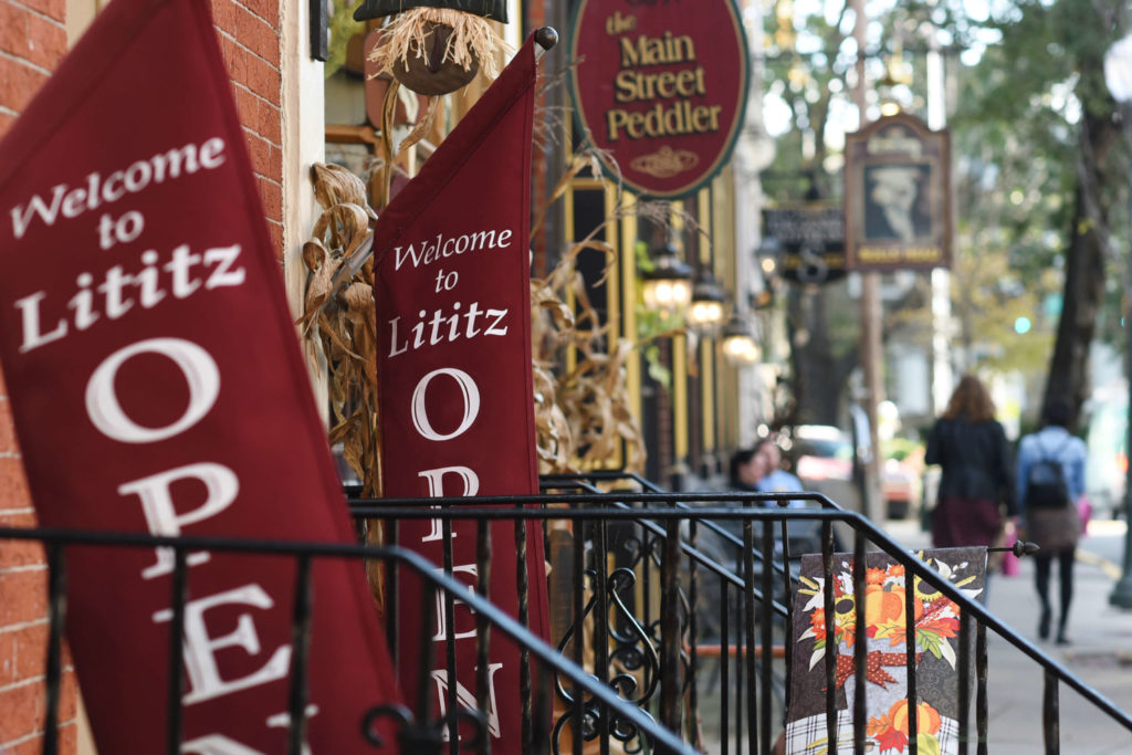 Downtown Lititz shops during fall